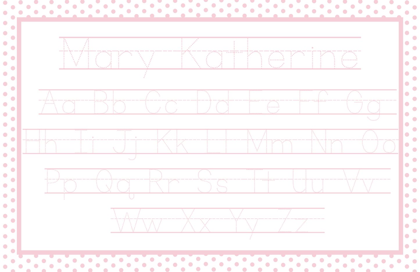 Alphabet Practice Placemat