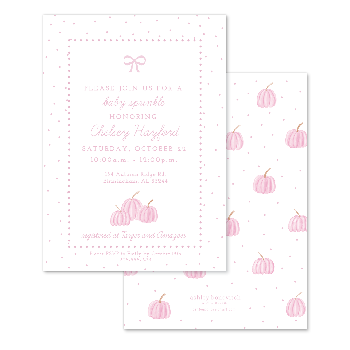 Pink Pumpkins Party Invitation