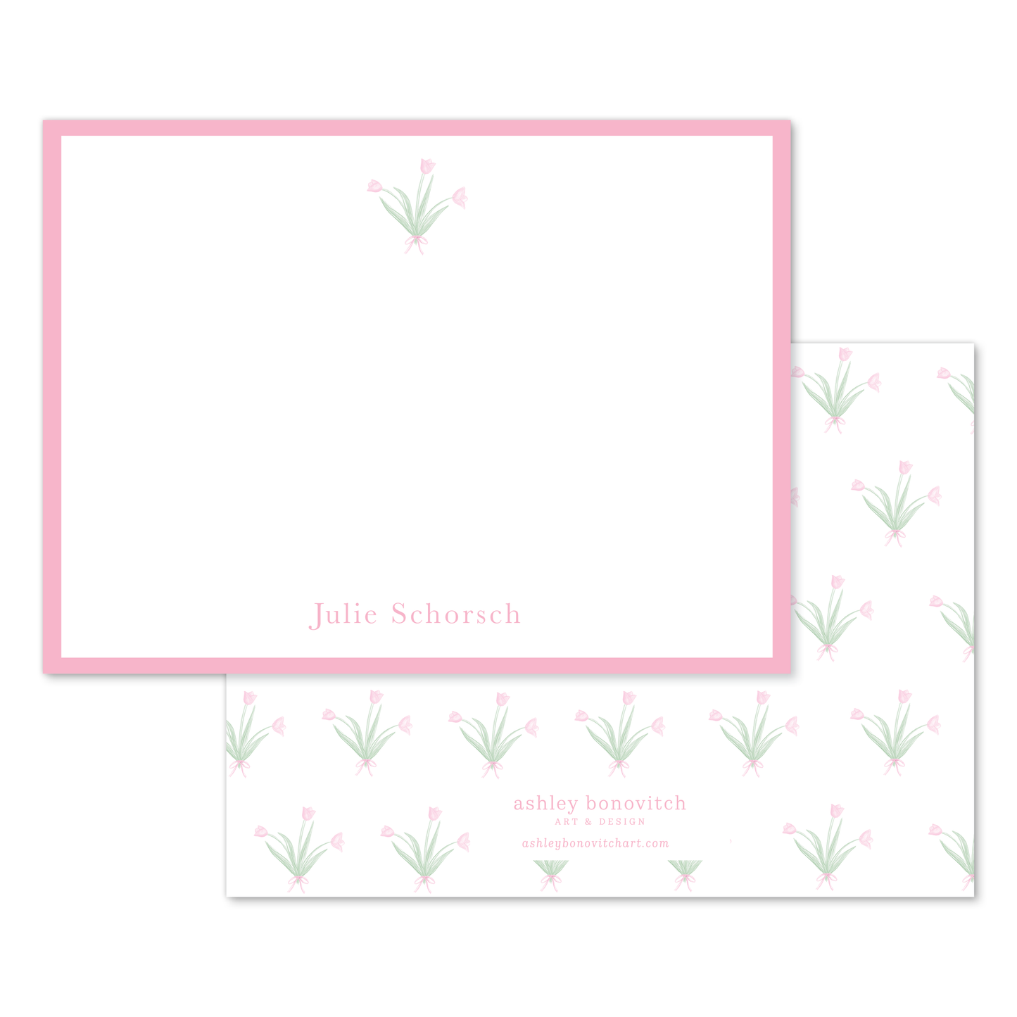 Pink Tulips Stationery Set