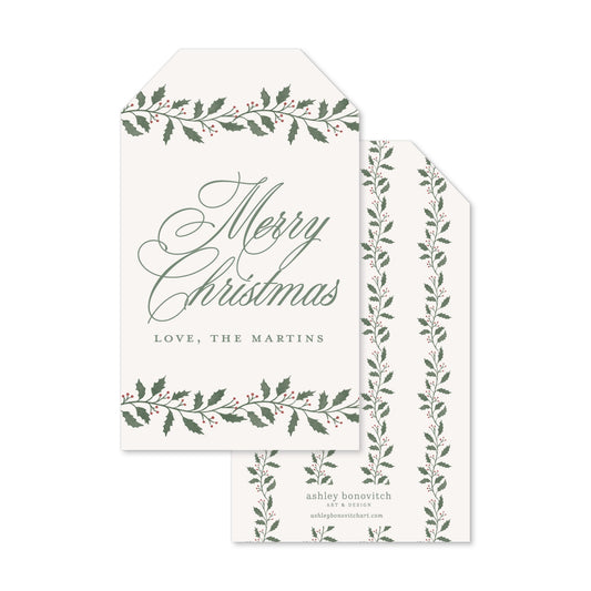Branches and Berries Christmas Gift Tags in Ivory