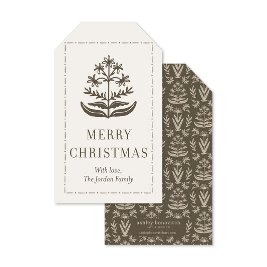 Chocolate Block Print Christmas Gift Tags