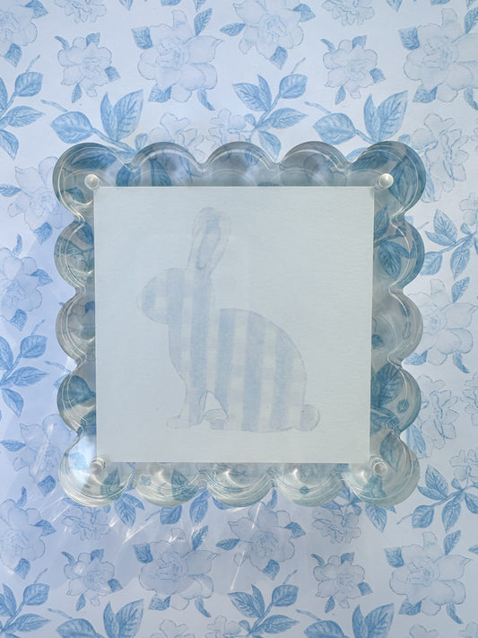 Framed Gingham Bunny Print in Light Blue