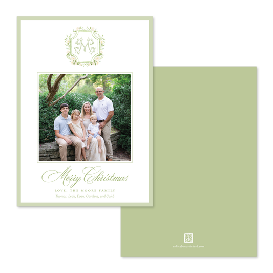 Heirloom Garden Crest Christmas Card - Portrait