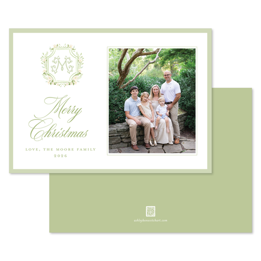 Heirloom Garden Crest Christmas Card - Landscape