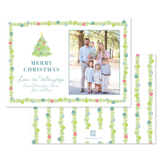 Jolly Garland Christmas Card - Landscape