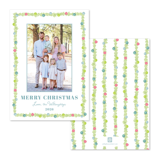 Jolly Garland Christmas Card - Portrait