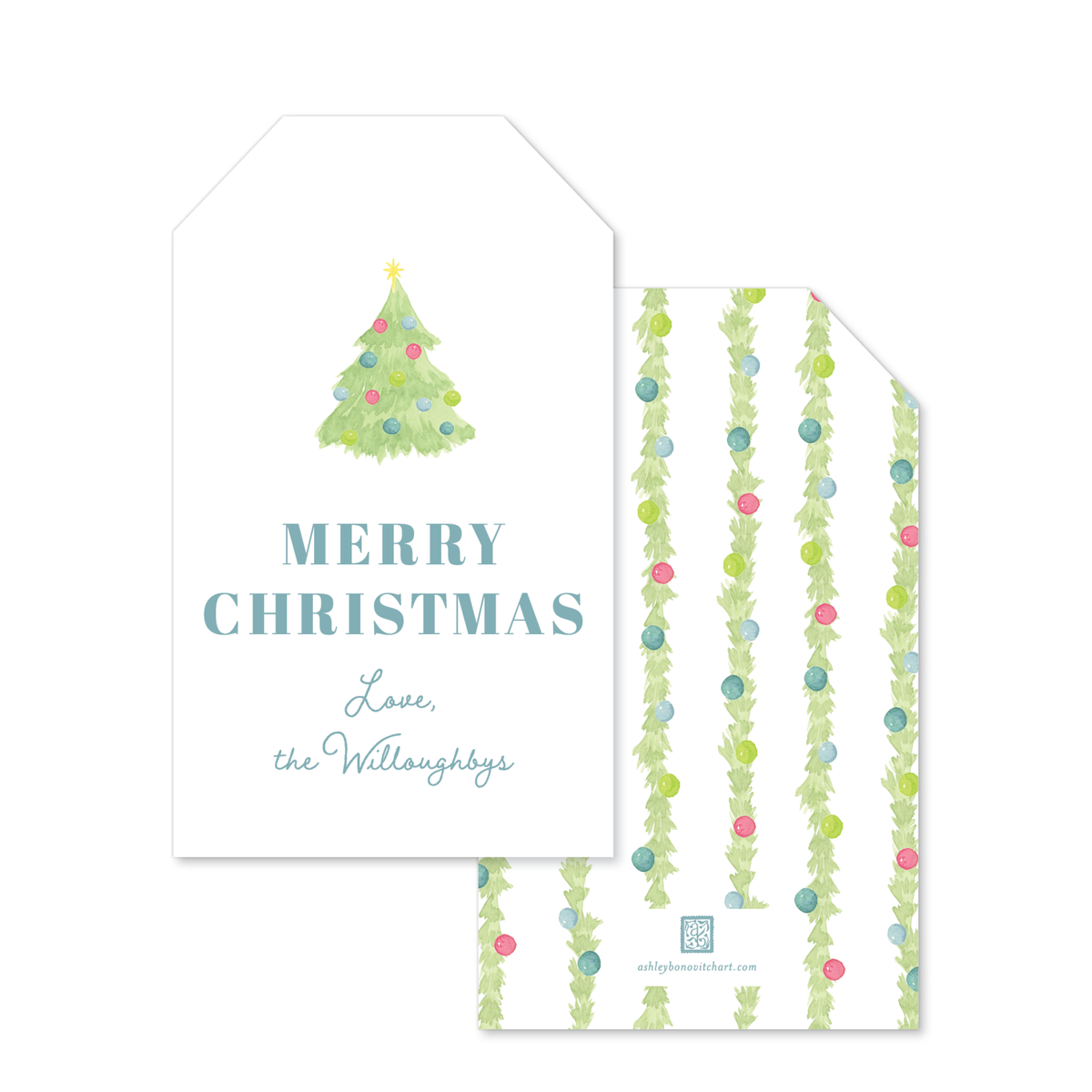 Jolly Garland Christmas Tree Gift Tags