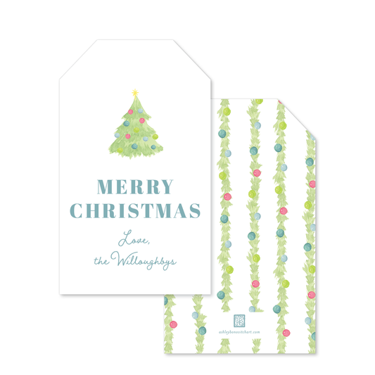 Jolly Garland Christmas Tree Gift Tags