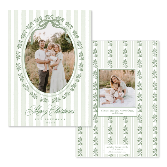 Greenery Stripe Christmas Card