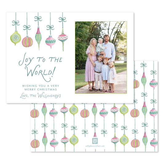 Ornaments & Cheer Christmas Card - Landscape