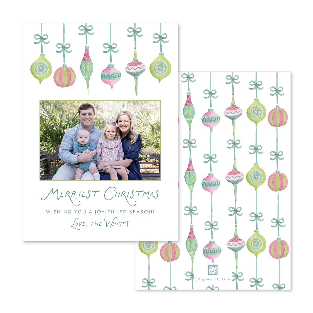 Ornaments & Cheer Christmas Card - Portrait