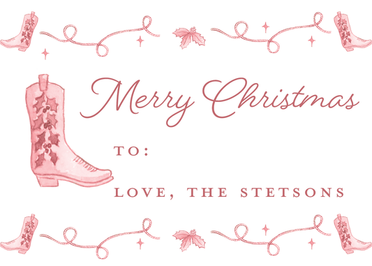 Western Christmas Gift Stickers in Red