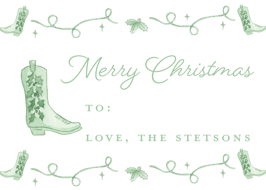 Western Christmas Gift Stickers in Green