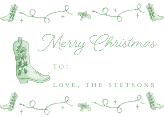 Western Christmas Gift Stickers in Green