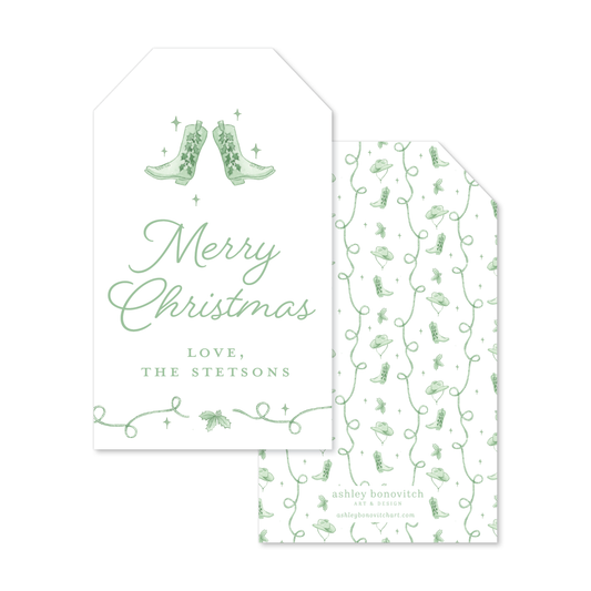 Western Christmas Tags in Green