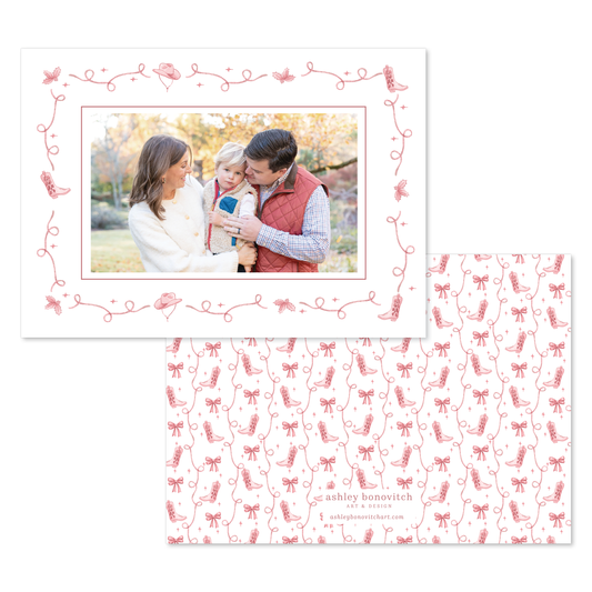 Western Christmas Card in Red - Landscape