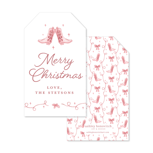 Western Christmas Tags in Red