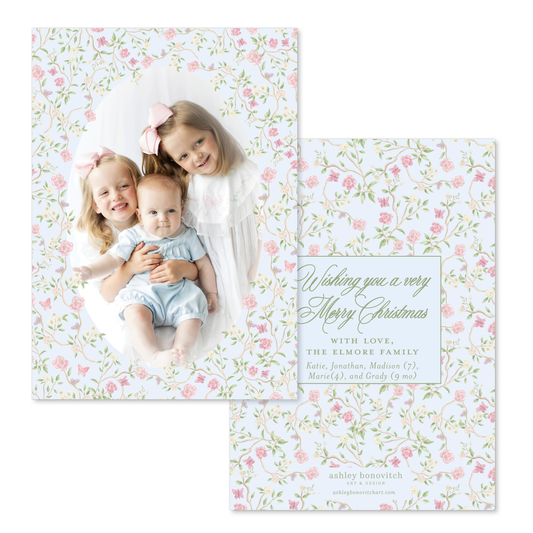 Chinoiserie Christmas Card in Blue