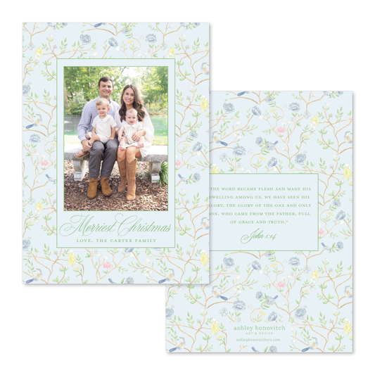 Christmas Birds Chinoiserie Christmas Card