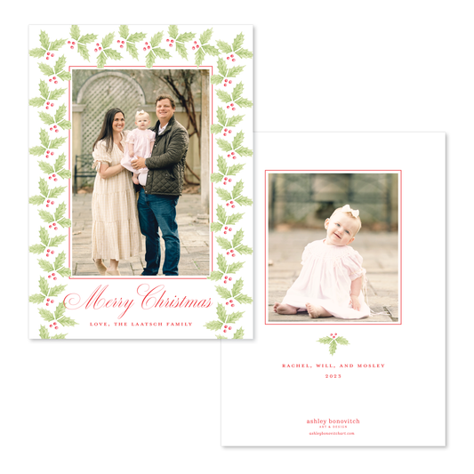Holly Jolly Christmas Card - Portrait