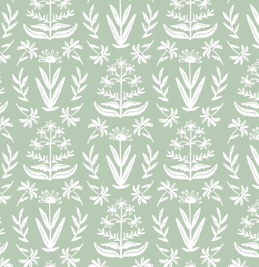 Sage Block Print Wrapping Paper Sheets -  PREORDER SHIPS NOV. 17TH