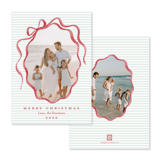 Classic Christmas Ribbons Card with Straight Edge - 4 Colorways