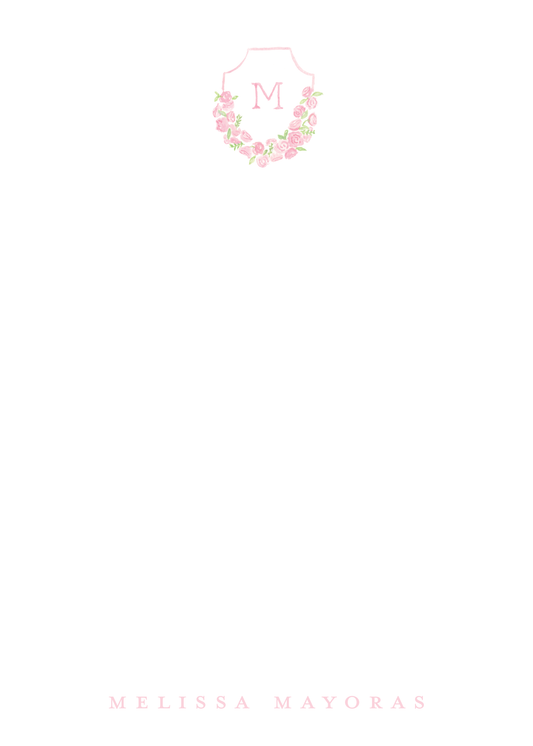 Pink Floral Crest Notepad
