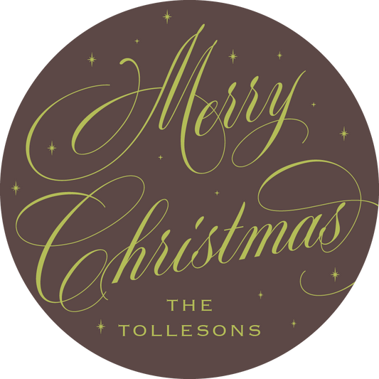 Celestial Christmas Gift Stickers in Chocolate/Chartreuse