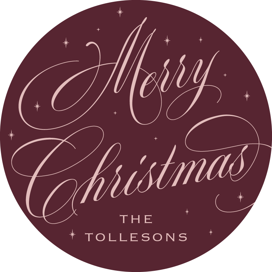 Celestial Christmas Gift Stickers in Burgundy/Ballet Pink