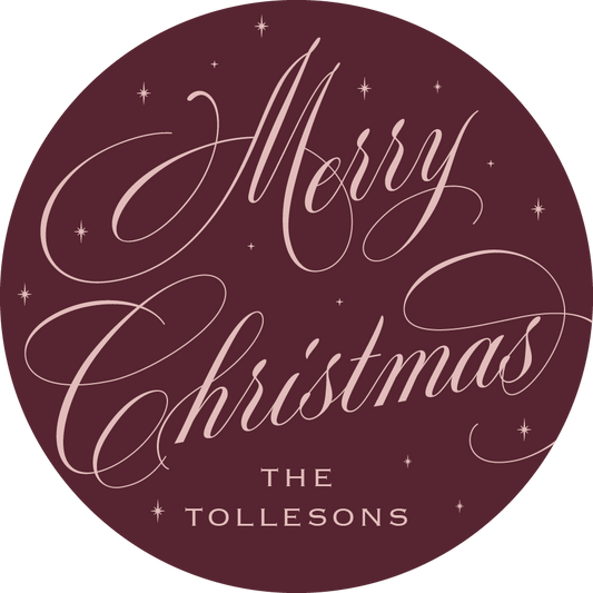 Celestial Christmas Gift Stickers in Burgundy/Ballet Pink