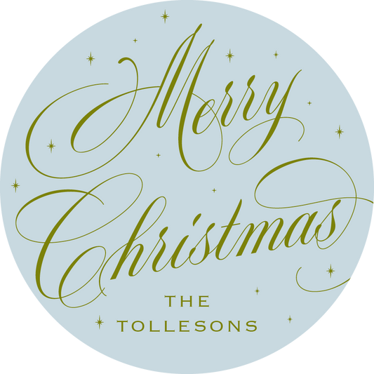 Celestial Christmas Gift Stickers in Ice Blue/Olive