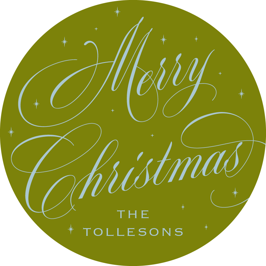 Celestial Christmas Gift Stickers in Olive/Ice Blue