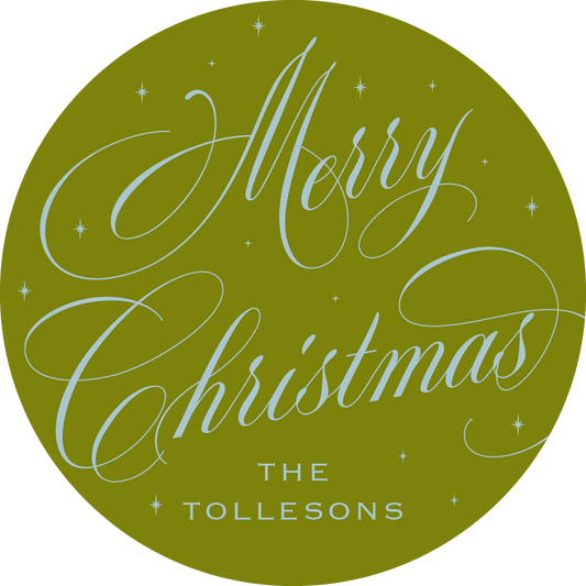 Celestial Christmas Gift Stickers in Olive/Ice Blue