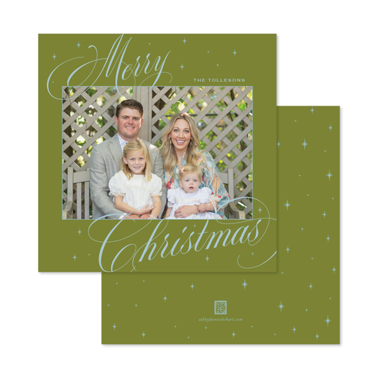 Celestial Square Calligraphy Card in Olive