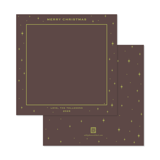 Celestial Square Photo Mount Card in Chocolate/Chartreuse