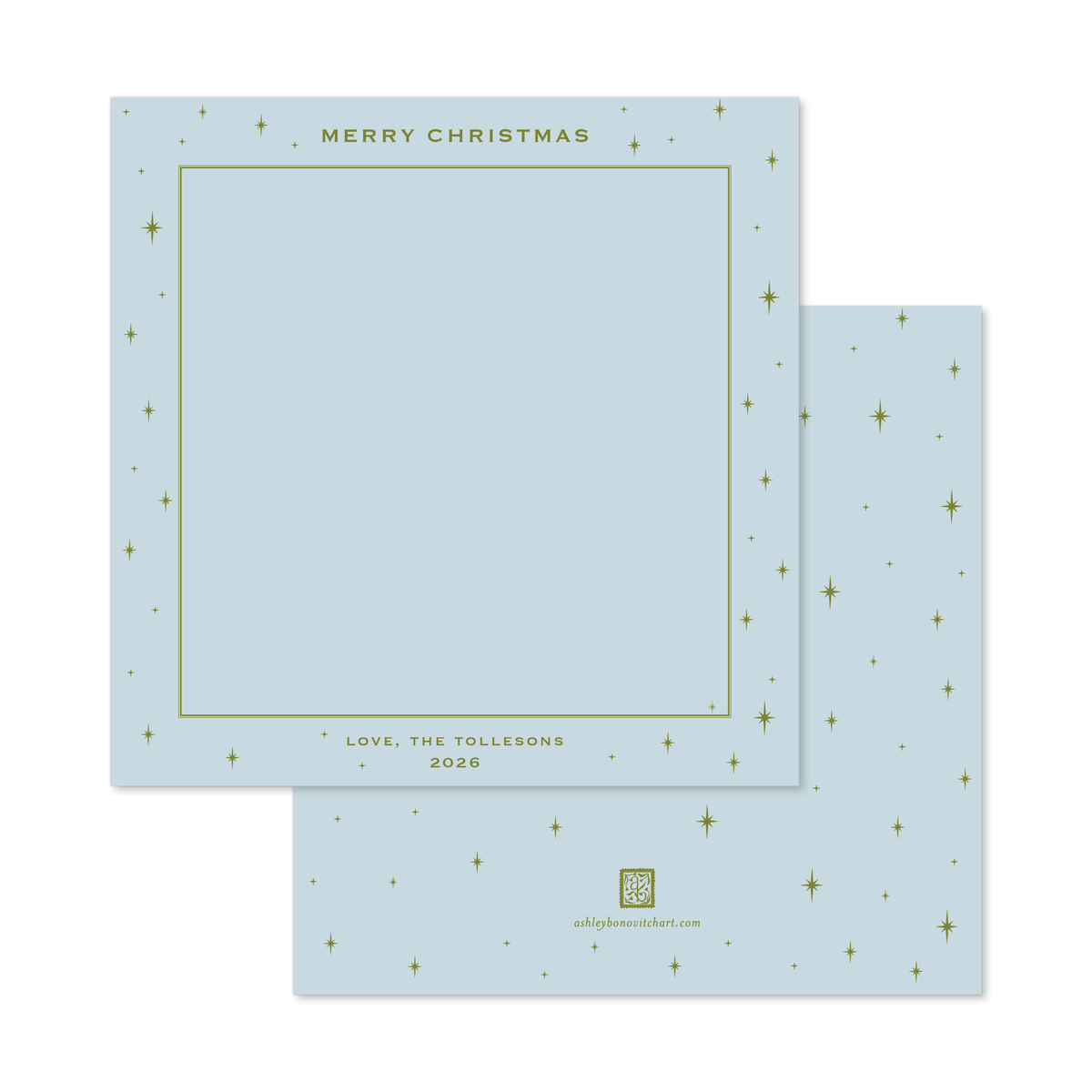 Celestial Square Photo Mount Card in Ice Blue