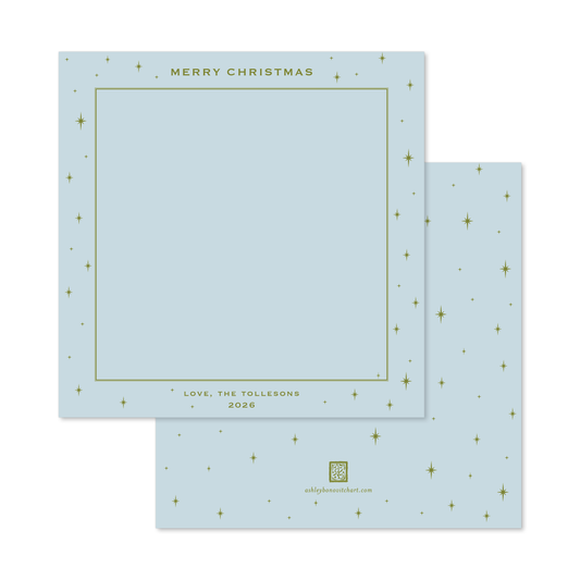 Celestial Square Photo Mount Card in Ice Blue