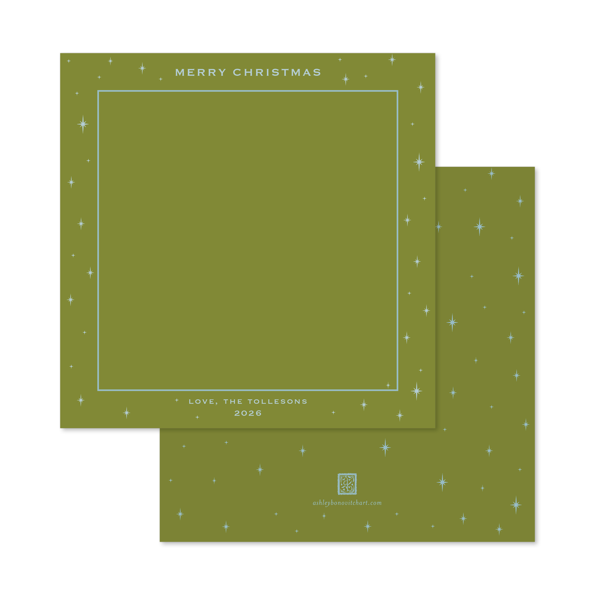 Celestial Square Photo Mount Card in Olive
