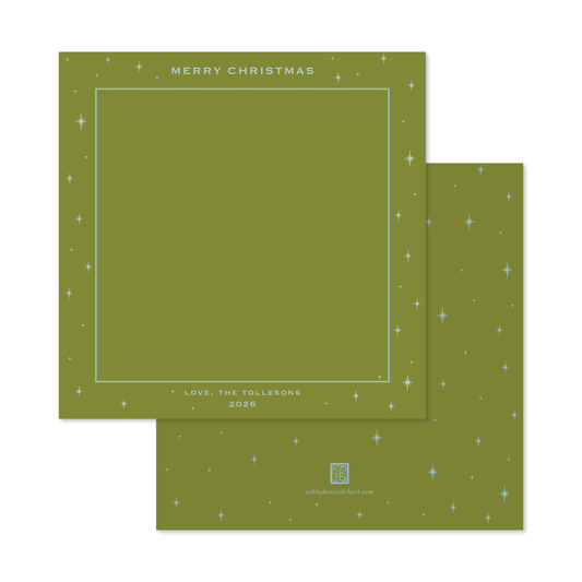 Celestial Square Photo Mount Card in Olive