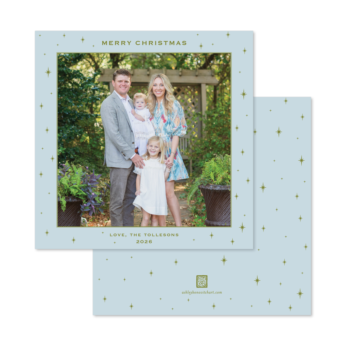 Celestial Square Photo Mount Card in Ice Blue