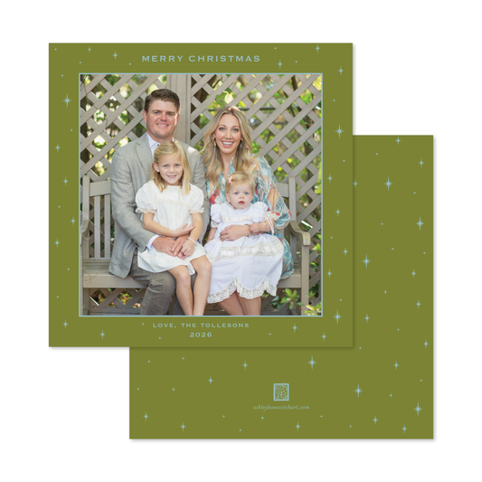 Celestial Square Printed Photo Card in Olive