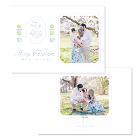 Topiary Crest Christmas Card - Landscape