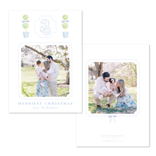 Topiary Crest Christmas Card - Portrait