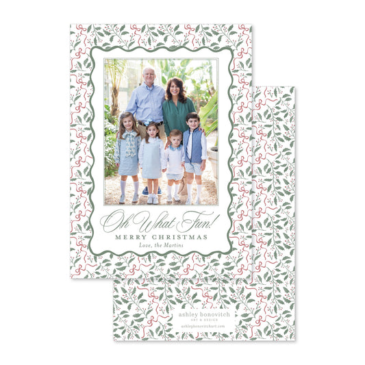 Holly Bows Christmas Card