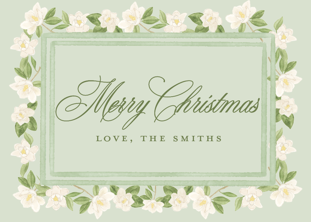 Magnolia Border Christmas Gift Stickers in Sage