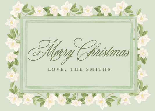 Magnolia Border Christmas Gift Stickers in Sage