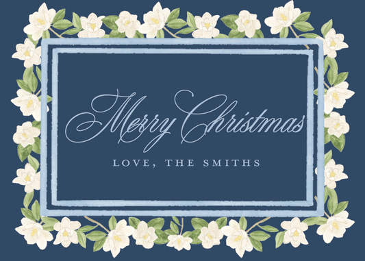 Magnolia Border Christmas Gift Stickers in Navy
