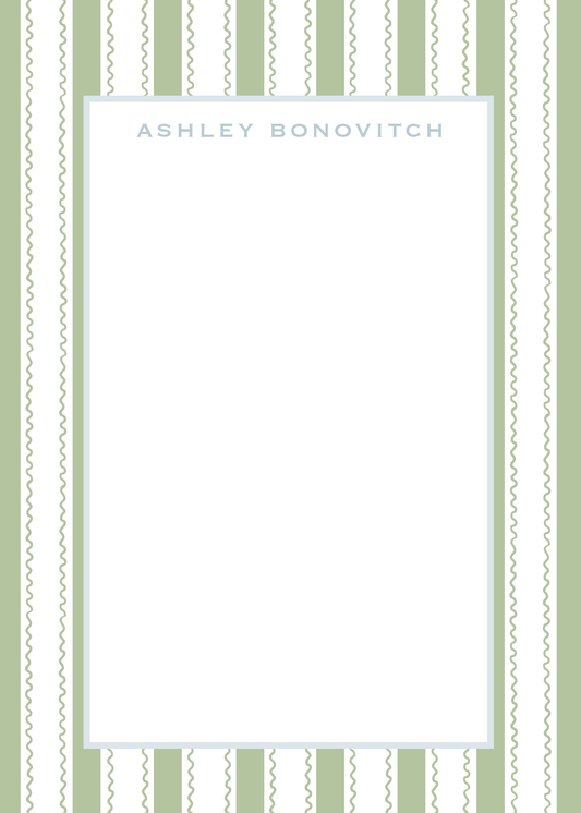 Signature Wavy Stripe Notepad in Light Sage