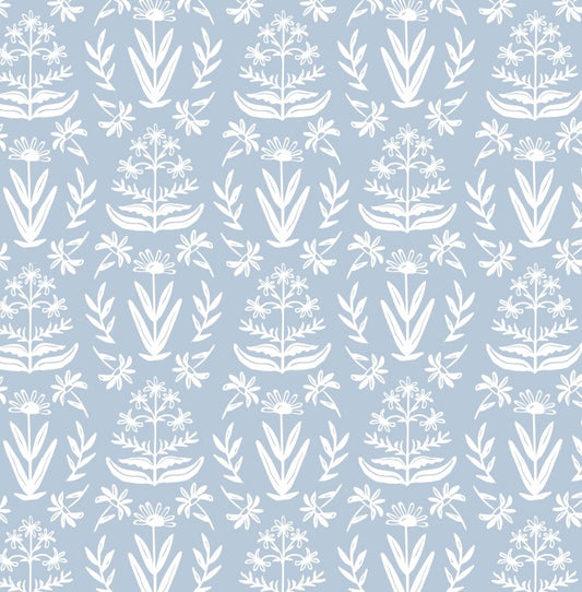 Dusty Blue Block Print Wrapping Paper Sheets -  PREORDER SHIPS NOV. 17TH