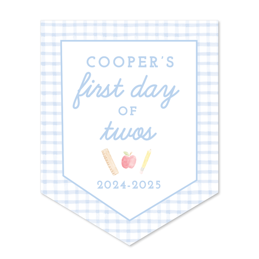 Large Back to School Sign in Blue Gingham
